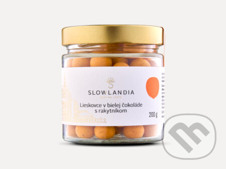Lieskovce v bielej čokoláde s rakytníkom