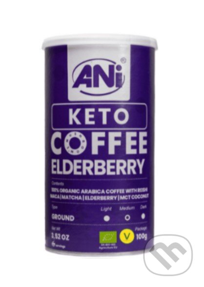 Keto Elderberry mletá káva s Reishi, Maca, Matcha, Elderberry, MCT coconut 100g