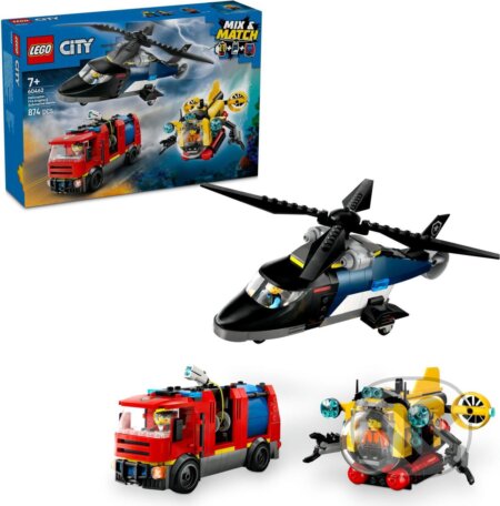 LEGO® City 60462 Remix: Helikoptéra, hasičské auto a ponorka