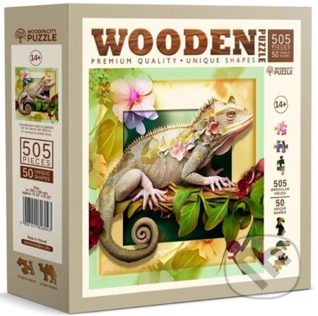 Dřevěné puzzle Chameleon a květiny (505 dílků)