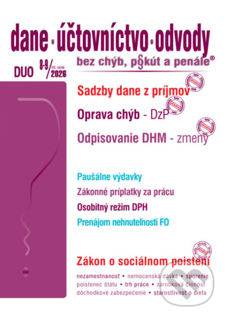 DUO č. 8-9 / 2026 - Oprava chýb – priznanie k dani z príjmov PO