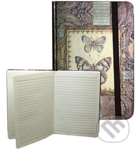 Zápisník s gumičkou A5 145x210 mm zlatý s 2 motýli D