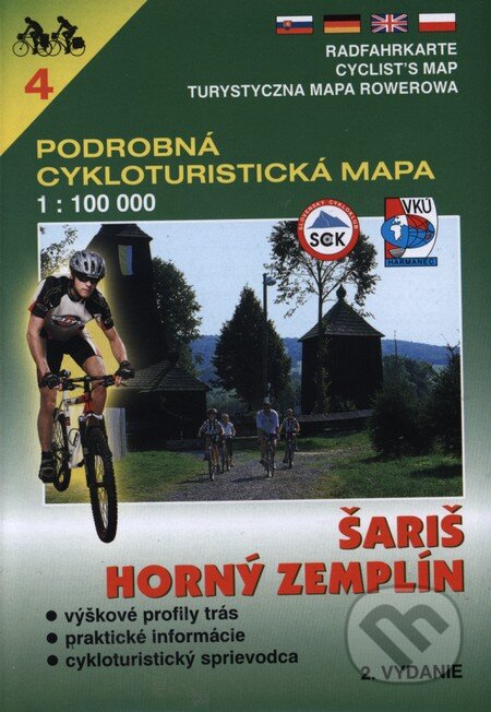 Šariš, Horný Zemplín 1:100 000 - cykloturistická mapa č. 4 - Kolektív autorov
