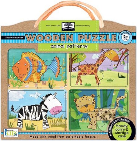 Green Start Animal Pattern Wooden Puzzle (Earthly Friendly Puzzles with Handy Carry and Storage Case) - puzzle z kategorie Maxi dílky