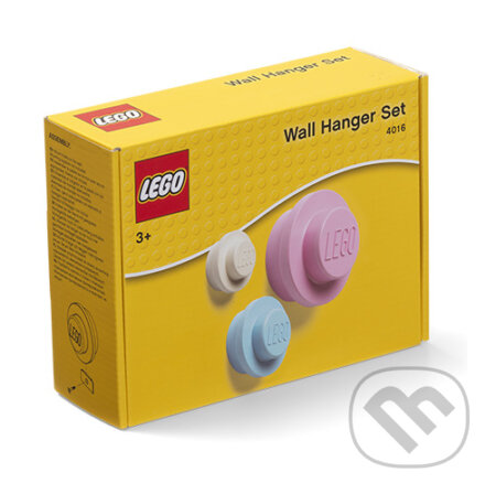 LEGO  věšák na zeď, 3 ks - bílá, světle modrá, růžová - 