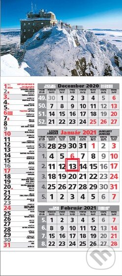 Štandard 3-mesačný kombinovaný nástenný kalendár 2021 s motívom zimnej krajiny - 