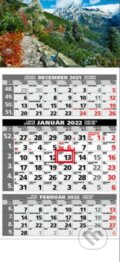 Štandard 3-mesačný sivý nástenný kalendár 2022 - skalnaté hory - 