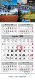 Štandardný 5-mesačný kalendár 2017 s motívmi štyroch ročných období - 