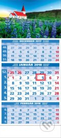 Štandard 3-mesačný kalendár 2018 s motívom kostolíka medzi kvetmi - 