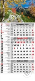 Štandard kombinovaný 3-mesačný sivý nástenný kalendár 2020 s motívom hôr - 