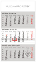 Nástěnný kalendář 3měsíční standard 2020 šedý - 
