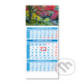 Štandard 3-mesačný modrý nástenný kalendár 2021 - park - 