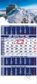 Štandard 4-mesačný modrý nástenný kalendár 2021 s motívom zimnej krajiny - 