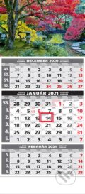 Štandard 3-mesačný sivý nástenný kalendár 2021 - park - 