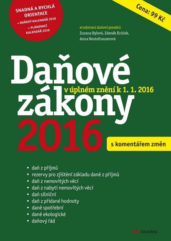 Kniha Daňové zákony 2016 (s komentářem změn)