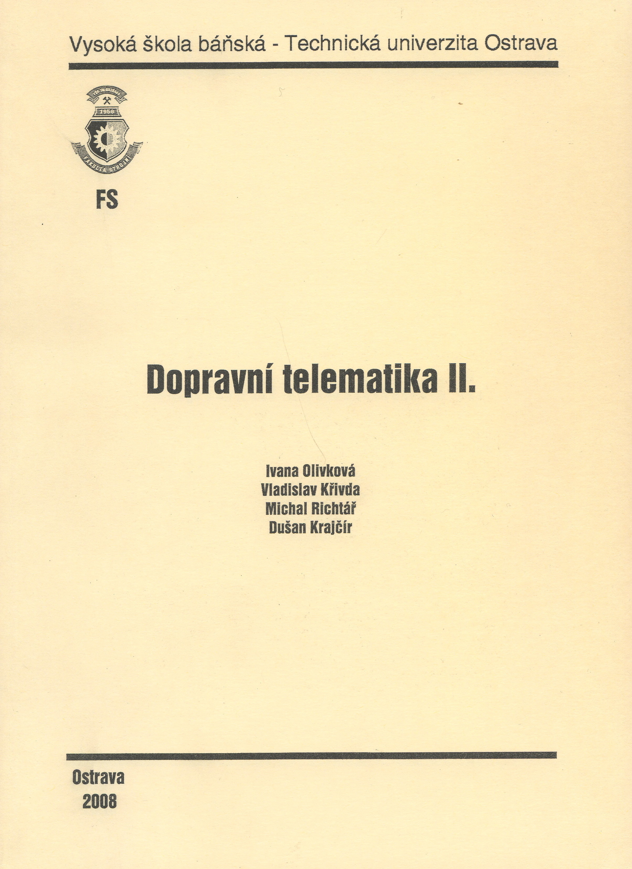 Kniha Dopravní telematika II.